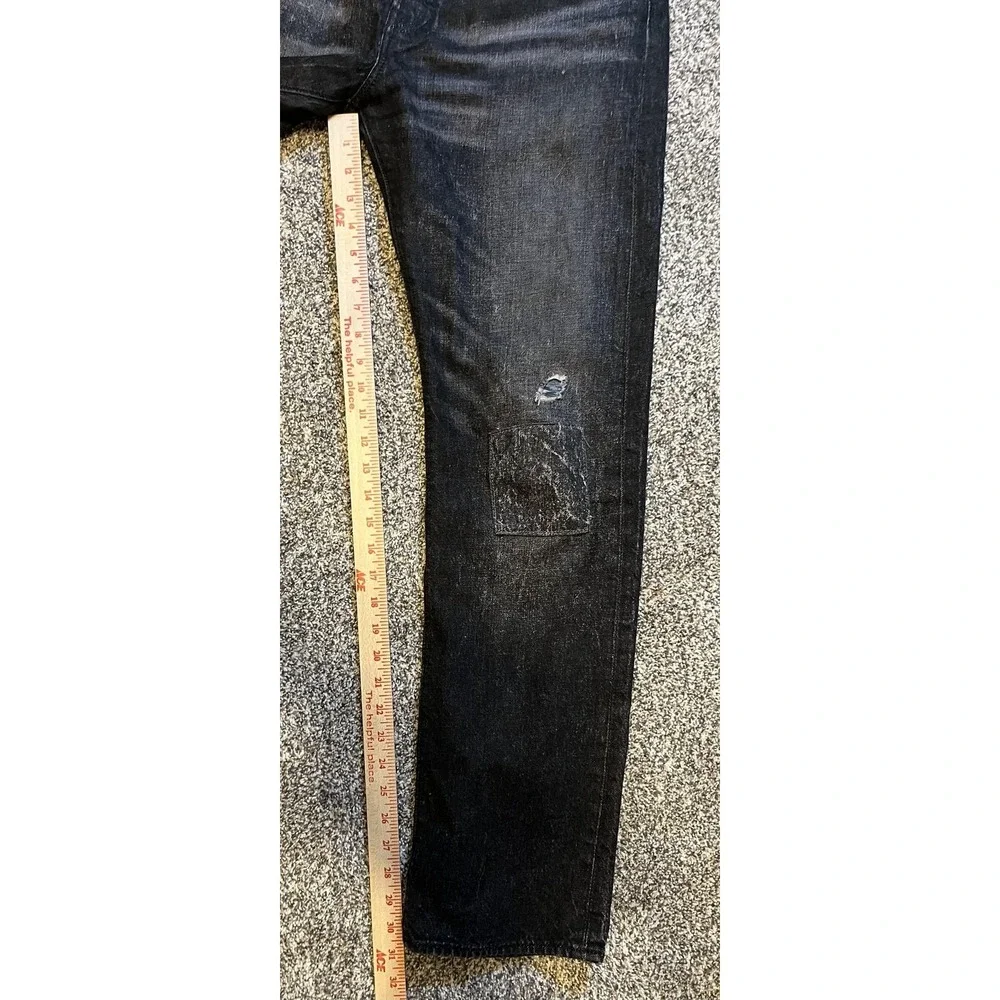 Levi's 501‎ Jeans Mens 32x32 Black Straight Leg Distressed Button Fly Denim